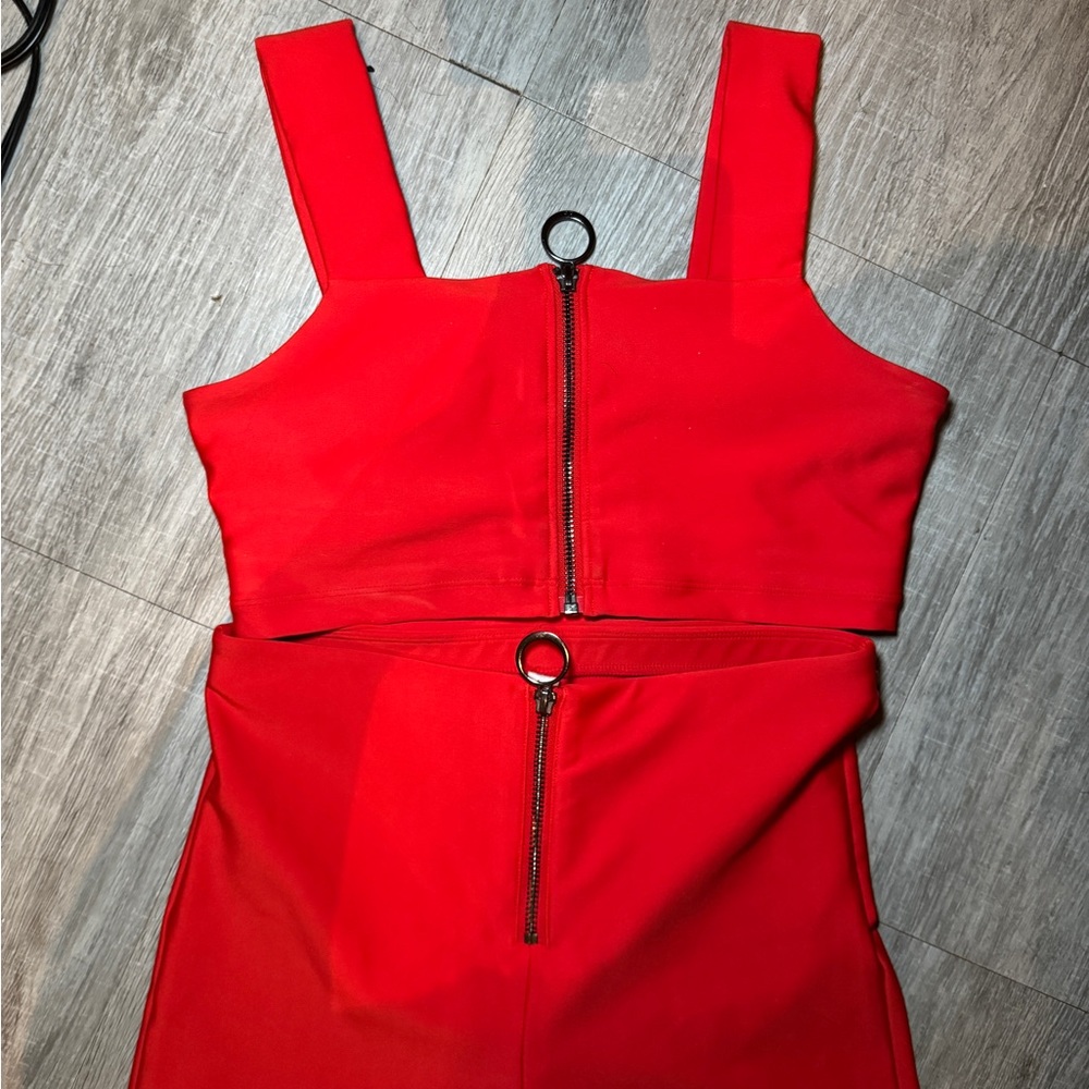 ALO Yoga Red Two-Piece Set